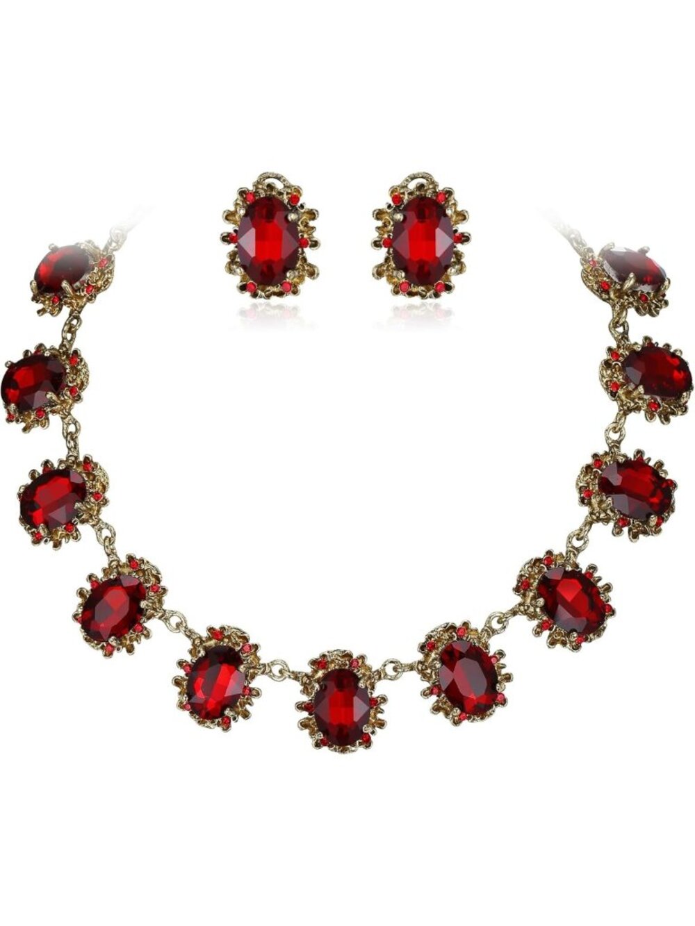 Victorian-Inspired Crystal Floral Jewelry Set - Statement Necklace & Earrings